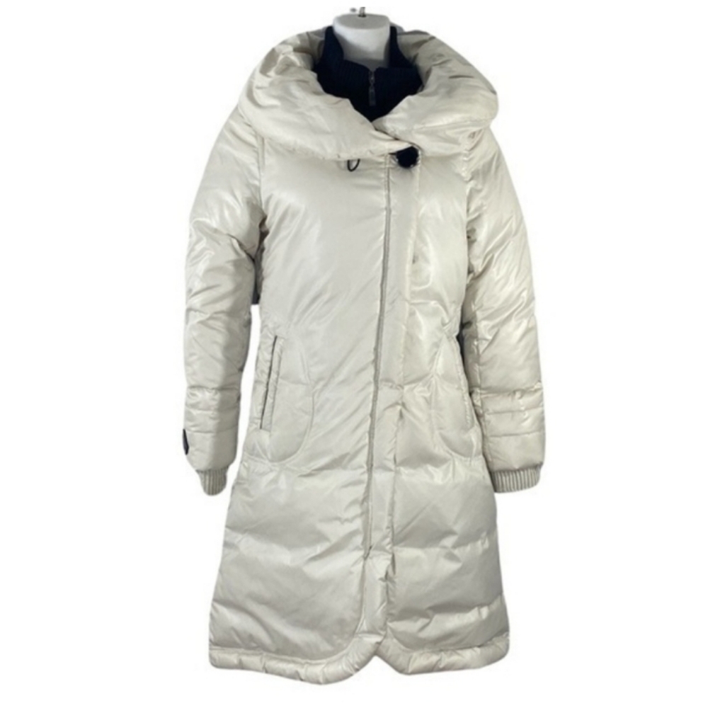 Soia & Kyo Off White Down Filled Pillow Collar Puffer Long Jacket Medium